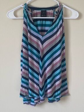 Ella Moss Striped V-Neck Tank Top